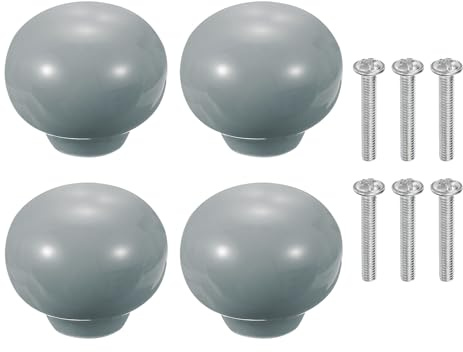 QUARKZMAN 4er Pack Keramische Schrankgriffe 1.3 Zoll Runde Keramische Schubladengriffe Kommodegriffe Mit Montageschrauben Griffe Moderne Möbelgriffe Für Küche Schrank Schränke Grau