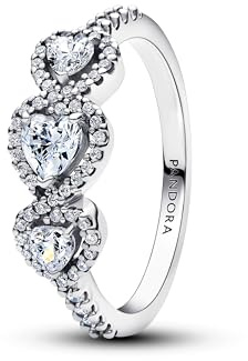 PANDORA Anello da donna in argento Halo cuore trilogia 194413C01