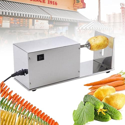 Potato Slicer Electric Potato Tornado Spiral Slicer, Stainless Steel Automatic Twisted Potato Cutter Machine Vegetable Cutting Machine for Home Commercial Use