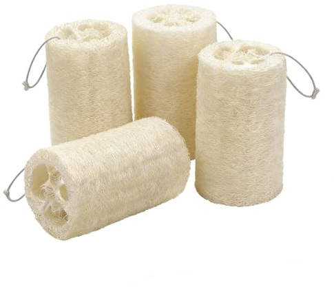4 esponjas de luffa, 10 cm esponja natural de pepino de luffa, esponja de lufa corporal, esponja natural para el cuidado del cuerpo, cocina, baño, estropajo y jabón de lufa