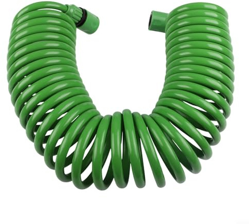 Dolvitrny Tubo flessibile da giardino a spirale, con connettori in plastica, tubo a molla retrattile, per irrigatore per prato esterno, flessibile e compatto (10 m)