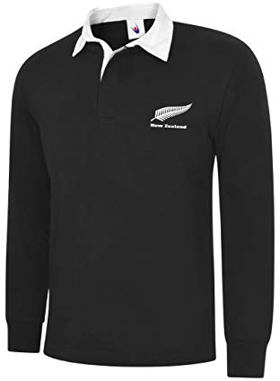 Uneeek Clothing Camisas de rugby de manga larga de Nueva Zelanda., Negro, 50-52