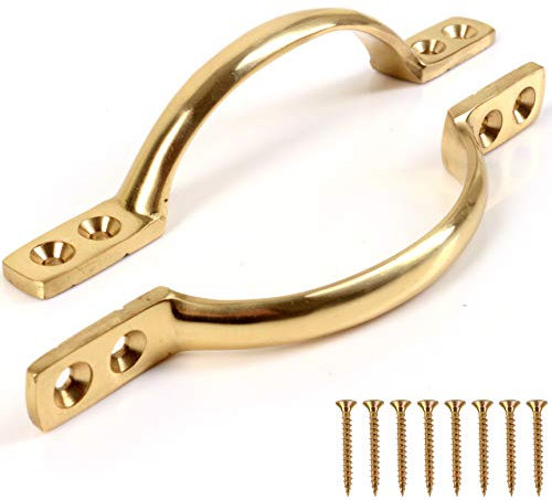 White Hinge Limited 2X Solid Brass 125mm Pull Handles for Furniture or Sash Window Frames Cabinet Drawer Cupboard Knobs