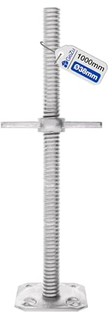 GeZu Impex Gerüstspindel Feuerverzinkt 1000 mm Ø 38 mm Spindelfuß Gerüstfüße Gewindefußplatte