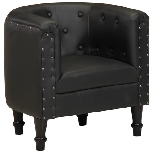 vidaXL Sessel Clubsessel Cocktailsessel Loungesessel Armsessel Relaxsessel Polstersessel Lehnsessel Ledersessel Fernsehsessel Schwarz Echtleder