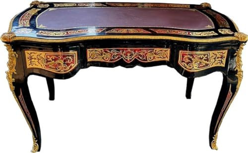 Casa Padrino Barock Boulle Sekretär im französischen Stil Schwarz/Rot/Gold - Handgefertigter Antik Stil Schreibtisch mit 3 Schubladen - Barock Büro Möbel