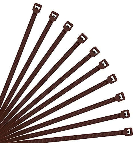 XINGO 500 Stück Kabelbinder Braun, 250mm x 3.6mm, 18,2 kg Zugfestigkeit, UV-beständig, Selbstsichernde Kabelbinder für drinnen und drauße