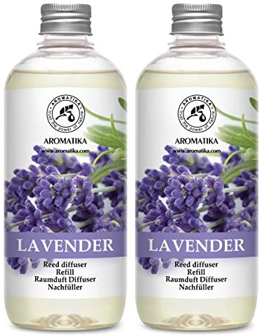 Recambio de Lavanda Con Aceite Esencial 2x500ml - Difusor Aromático Perfumado - Ambientador - Fragancia para Habitación