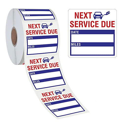 300 Autocollants de Rappel de Changement d'huile, Résistant à La Déchirure de l'eau, Sans Résidus, Étiquettes de Service d'entretien Automatique en Rouleau avec Ligne de Perforation (5 X 5 cm, Bleu)