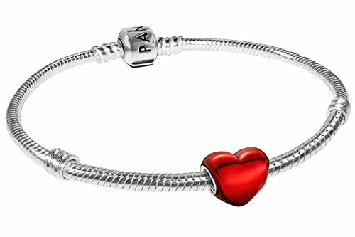 PANDORA Damen-Armband Silber 925 Metallisch-Rotes Herz 39823-19 19 cm