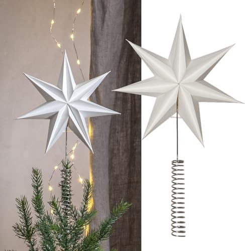 Star Trading Weihnachtsbaumspitze Papier Stern Weiß 33 cm