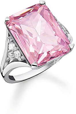Thomas Sabo Damen Ring aus Sterling-Silber mit Zirkonia-Steinen in Weiß und Pink, Gr. 54, TR2339-051-9-54
