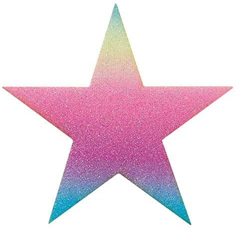 Mono Quick 0821x Stern oder Herz mit Glitzer, Applikation, Schimmer Bügelbild, Regenbogen Patch (08219 - Stern)