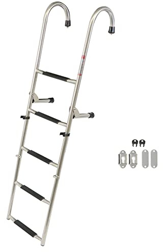 GXYWADY 2 Step+3 Step Stainless Steel Telescoping Ladder Replacement for Pontoons RVs Ships Swimming Pool Dock Marine Boat Kayat