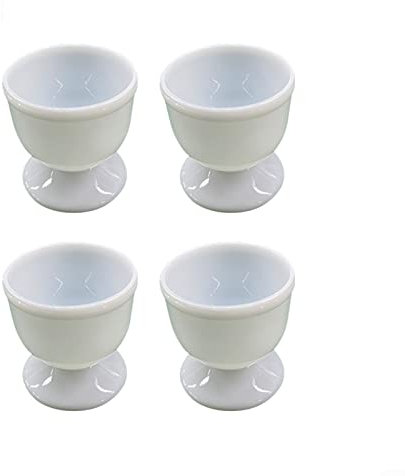 Lot de 4 coquetiers en plastique blanc - Élégants supports pour œufs durs ou mous