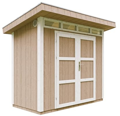 Abri de Jardin Qualité Premium 3m² - L161xL294cm - Kit Tout Compris avec Sol, tuiles bitumineuses, Set de Peinture-Construction de Panneaux LP Smartside- Cabane de Jardin Timbela M901A Terra Brown