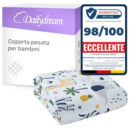Dailydream Manta con Peso para niños, 100% algodón, 2,3 kg, 90 x 120 cm, diseño de Safari