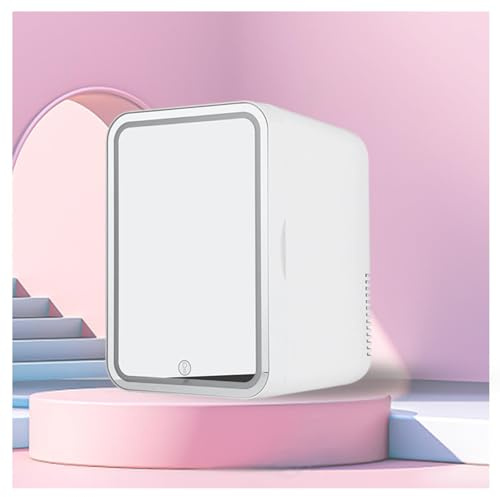 HAZARA Petit RéFrigéRateur CosméTique, 8L,avec Miroir De Courtoisie LED Petit Frigo Pas Cher, Voiture,Maison,Chaud Et Froid 2 en 1 Mini Refrigerateur, Convient pour Chambre, Dortoir,White