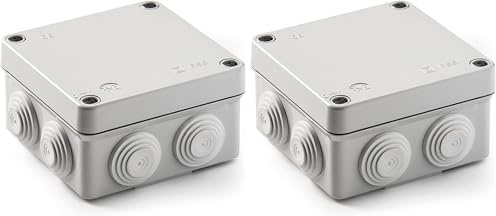 FAMATEL – Wasserdichte Abzweigdose IP55 I Hologenfrei | Hohe Schlagfestigkeit | Schrauben 1/4 Drehung | Einfache Montage I metrischer Kegel I Grau (Packung mit 2)