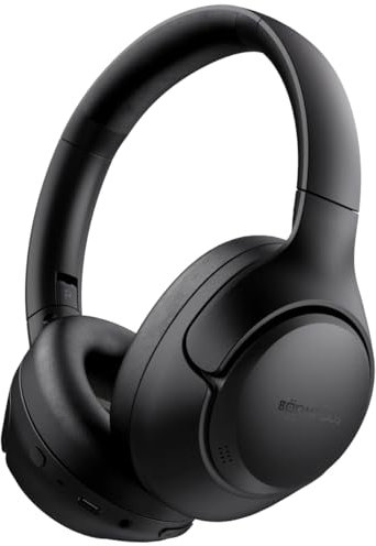 Boompods Orbit ANC Wireless Bluetooth Headphones - Over Ear Active Noise Cancelling Headphones, Lightweight Wireless Headset with Microphone & 18+ Hour Battery, USB-C Charging & Travel Case, Black