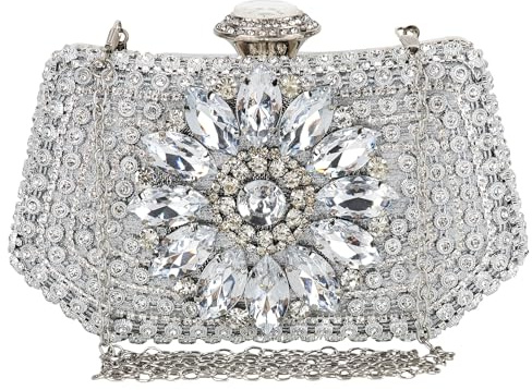 COAIMANEY Women's Sparkly Rhinestone Clutch Bag, Sequin Evening Handbag | Eye-catching crystal design. Glitter elegant shoulder bag for date nights, formal dinners, proms, or Wedding. Total glam.