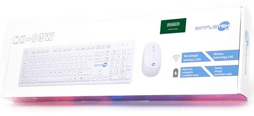 SIMPLETEK - Kit Mouse & Tastiera Wireless 2.4G Layout Arabo | Arabic Keyboard QWERTY con Tastierino Numerico e Mouse Ergonomico 3 Tasti Ricevitore USB