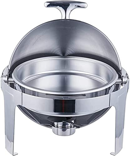 Speisenwärmer, Chafing Dish, rundes Chafing Dish-Set aus Edelstahl, Speisewärmer-Buffet, mit Speisepfannen, Brennstoffhaltern (Farbe: mit Fenster) (mit Fenster)