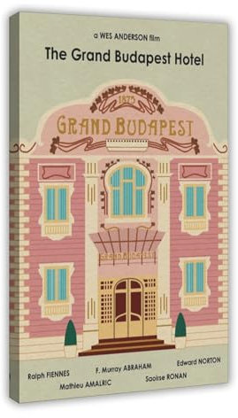Jdekaec Filmposter The Grand Budapest Hotel, Retro, Leinwand, Schlafzimmer-Dekor, Sportlandschaft, Büro, Raumdekoration, Geschenk, Rahmen-Stil, 60 x 90 cm