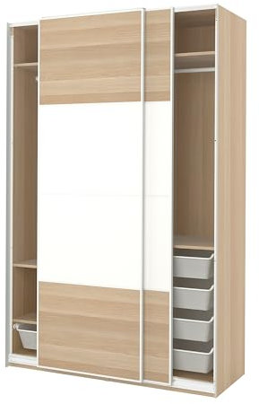 ProTuning PAX/MEHAMN Garderobe, 150 x 66 x 236 cm, Weiß doppelseitig/Eiche gebeizt