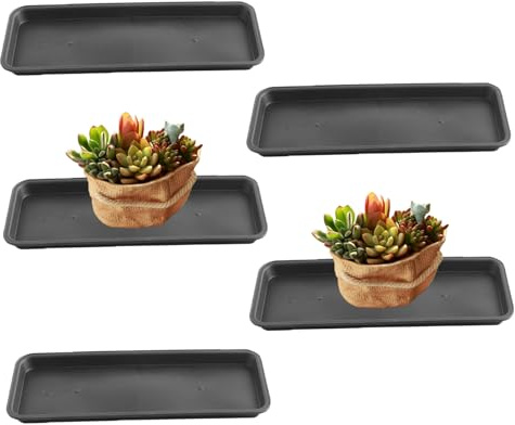 SMELEYOU Soucoupes en Pot De Plantes 5 Pcs Plateaux De Plantes pour Pots Plastique Rectangulaire Plante De Plante Poule De Plante Fuite des Plateaux D'éGardage De Plante Lourde