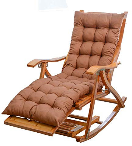 FAZENHUA Schaukelliege aus Holz, Klappbarer Liegestuhl, Garten/Balkon/Terrasse, Freizeit-Sonnenliege, Siesta-Sessel für Senioren mit Verstellbarer Rückenlehne, mit Matte, kleines Geschenk