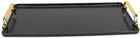 Bandeja de Plástico Rectangular, Bandeja de Mango Grande Bandeja de Plástico de Doble Oreja Bandeja Multifuncional Estable Rectangular para Exhibir Productos de Belleza (Negro)
