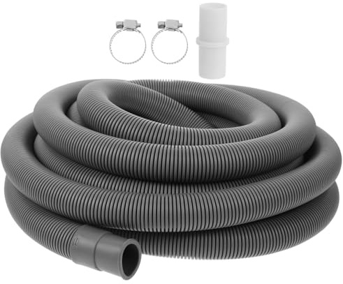 Mikinona Washing Machine Drain Hose Extension Kit 16.40 Flexible Washing Machine Waste Pipe Replacement with Connector and 2 Clamps for Laundry Water System