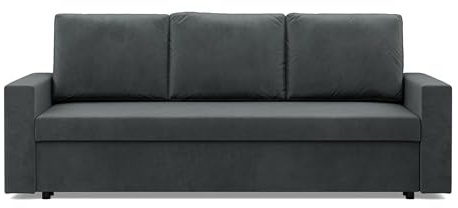 Mebligo - NEO Kollektion Sofa 3 Sitzer Mit Schlaffunktion 220 x 92 x 85 cm, Schlafsofa Klein Mit Bettkasten, Wohnzimmer 3 Und 2 Sitzer, Dunkelgrau