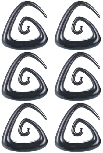 Decentraland 3 Paar Schwarz Dreieck 6 mm(2 G) Acryl Dehnspiralen Plugs Tunnel Kegel Dehnungsschnecke Acrylkegel Dehnschnecke Set Ohrringe Dehnstab Piercing Spirale Ohr Expander Frauen Herren