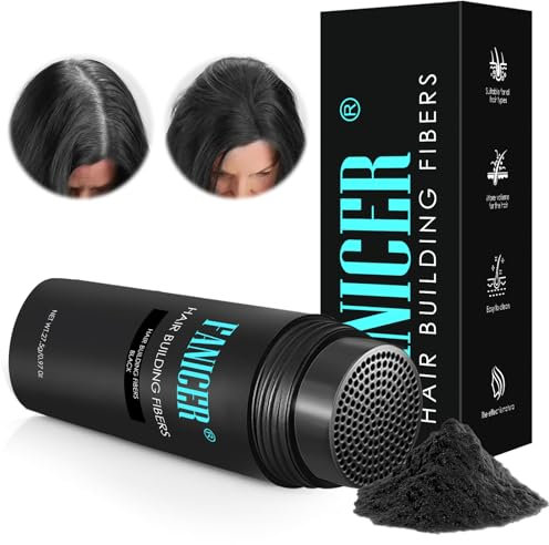 27.5G Fibre per capelli,Hair Fibers,Hair Fiber per l'infoltimento dei capelli,Polvere anti diradamento per capelli fini,Polvere Volumizzante Capelli,per capelli più spessi e pieni(Nero)