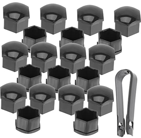 OUNONA 20 Stück Radmutternabdeckungen 17mm Schwarz TPU Schraubenschutz Radbolzenkappen Auto Original Ersatz Für Fahrzeug Radnabenabdeckung Reifen Mutternschutz
