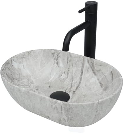 GTM Design Aufsatzwaschbecken Matt Modern Waschbecken ohne Hahnloch - Elegant Aufsatzwaschbecken Oval für Badezimmer und Gäste WC - nur Bad Waschbecken - Modell 3