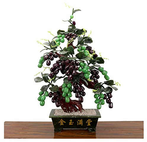 Jade Naturel en Pot Vigne Jade Fortune Argent Arbre décoration de la Maison Feng Shui Artisanat Cadeaux Bonne Fortune et prospérité Arbre Feng Shui (Color : A)