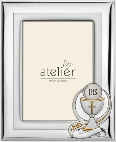 Generico Atelier Cornice Portafoto Prima Comunione in Argento con Calice JHS, 9x13 cm