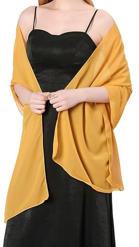 Etoles Femme Mariage Chales en Satin Echarpes Chic Longue Wrap Foulard en soie femmes châle Écharpe en soie Silk Scarf Women Chiffon Shawl (jaune)