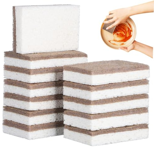 LOEFLIFA 12pcs Natural Coconuts Fiber Sponges Dish Sponge Cleaning Products Kitchen Cleaning