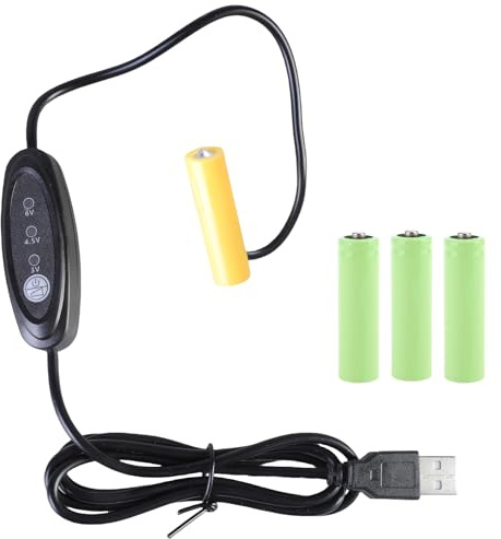 Zqxnt Câble USB pour éliminer les piles AA 5 V 2 A vers 3 V 4,5 V 6 V 5 W AA LR6 Convertisseur d'alimentation pour lumières LED et télécommandes de jouets