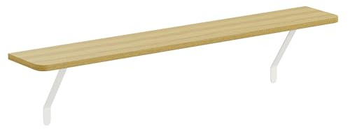 Loch & Skye Loby Radiator Shelf -Light Oak 140cm -Wood Floating Shelves for Heat Dissipation-MDF Wooden No Drill Shelves with Brackets -Durable Floating Shelf Bracket - Over Radiator Shelf No Drilling