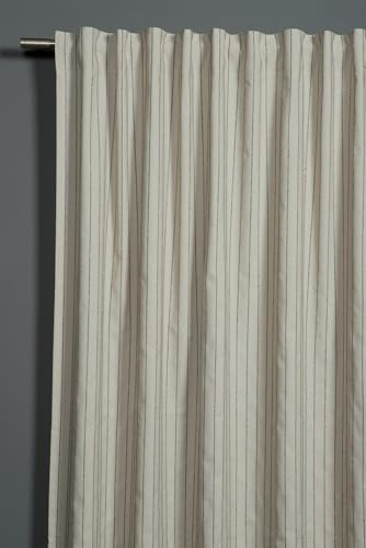 Sehlbach Foulard prêt à Poser avec Bande pour Rideaux, Bandes tissées Verticales, Beige, 140 x 245 cm Rideaux, Tissu Opaque, Ruban intégré, Passants cachés, Certifié Oeko-Tex, Bande de réduction