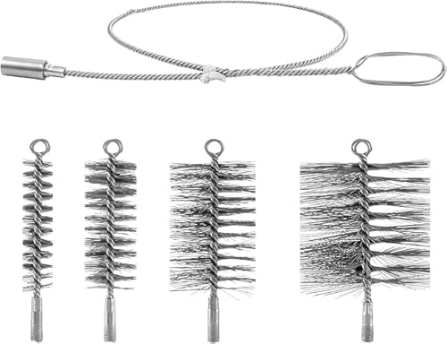 Heizkesselbürsten Set 4-teilig, Ofenrohrbürste Ø 30/50/80/150mm mit 1m Verlängerung, Edelstahl Kaminbürste zur Reinigung von Schornstein, Ofenrohr, Rauchrohr, Kaminofen