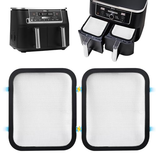 2 Stück Edelstahl Spritzschutz Heißluftfritteuse Zubehör Kompatibel mit Ninja Foodi Max Dual Zone AF400EU & AF451EU Airfryer, Feinmaschiger Fettspritzschutz für Air fryer mit silikon außen