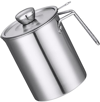 CONGARTENO Contenedor de Aceite Inoxidable con Filtro y Tapa Colador para Aceite de Cocina Almacenamiento para Uso Doméstico