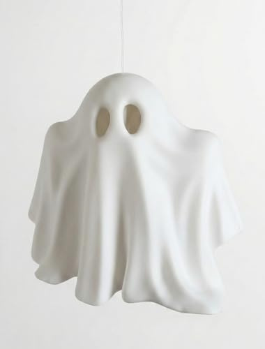 Halloween Lampenschirm Gespenst (klein) – 12x9x10 cm, dekorativer Ersatz-Lampenschirm für Weihnachtsstern, Ghostwerk in Weiß