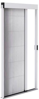 Store zanzariera plissata per porta in alluminio – Tagliabile in altezza e larghezza – Soglia ultra piatta (Bianco, L1200mm x H2400mm)